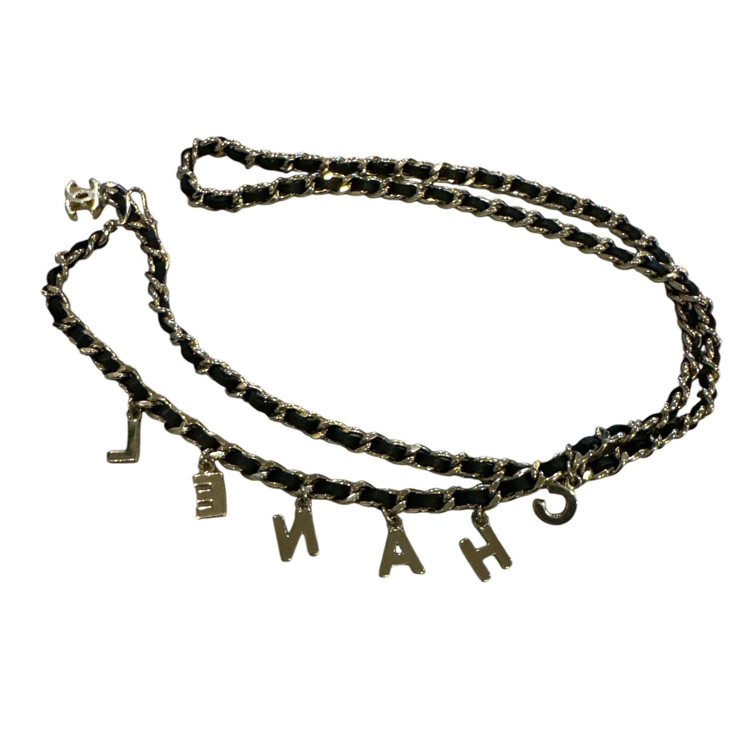 Chanel 2013 Letter Logo Rhinestone CC Gold Tone Long Necklace Chain Belt