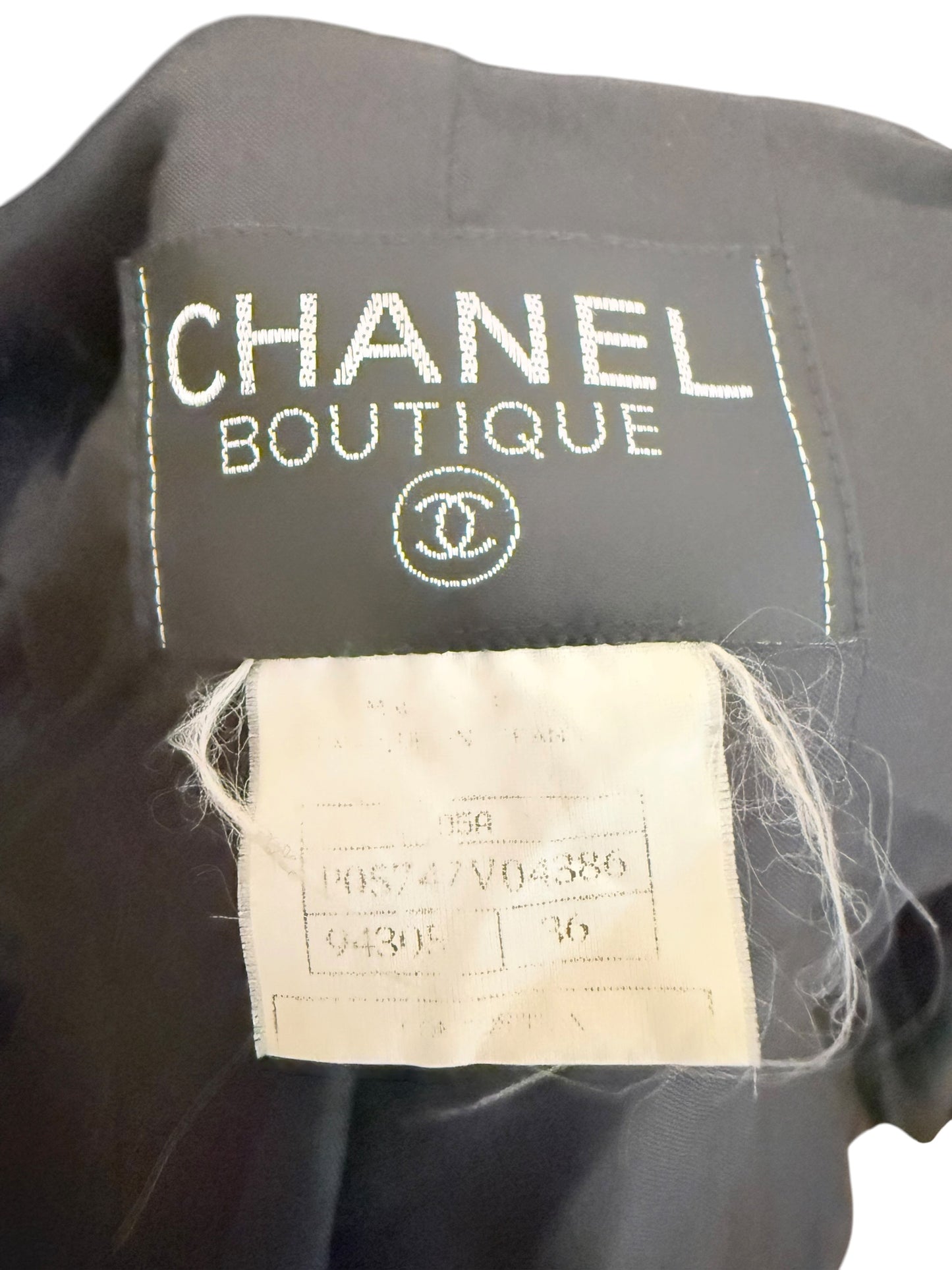 Chanel Fall Winter 1995 95A Runway Black Wool Jacket Letter Logo CC Size 36