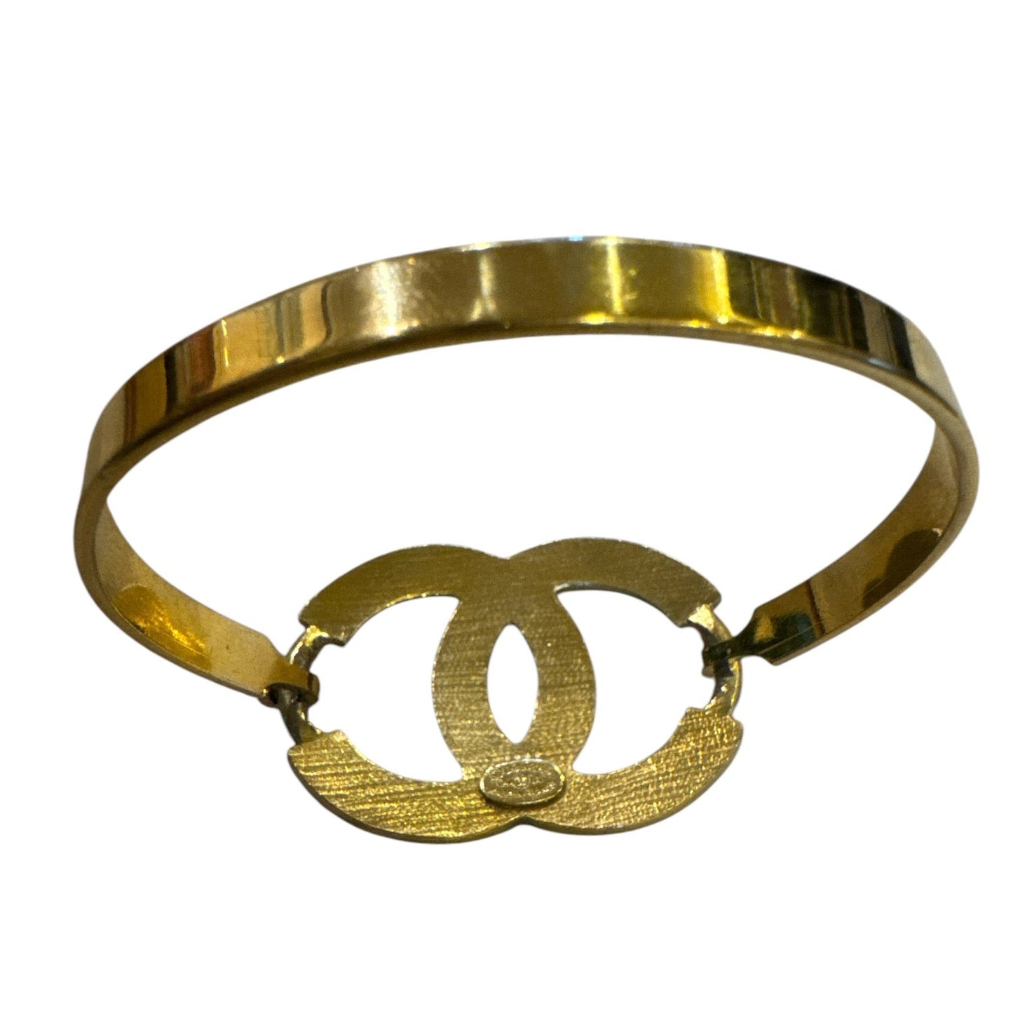 Chanel 2004 Jumbo CC Rhinestone Bangle Bracelet