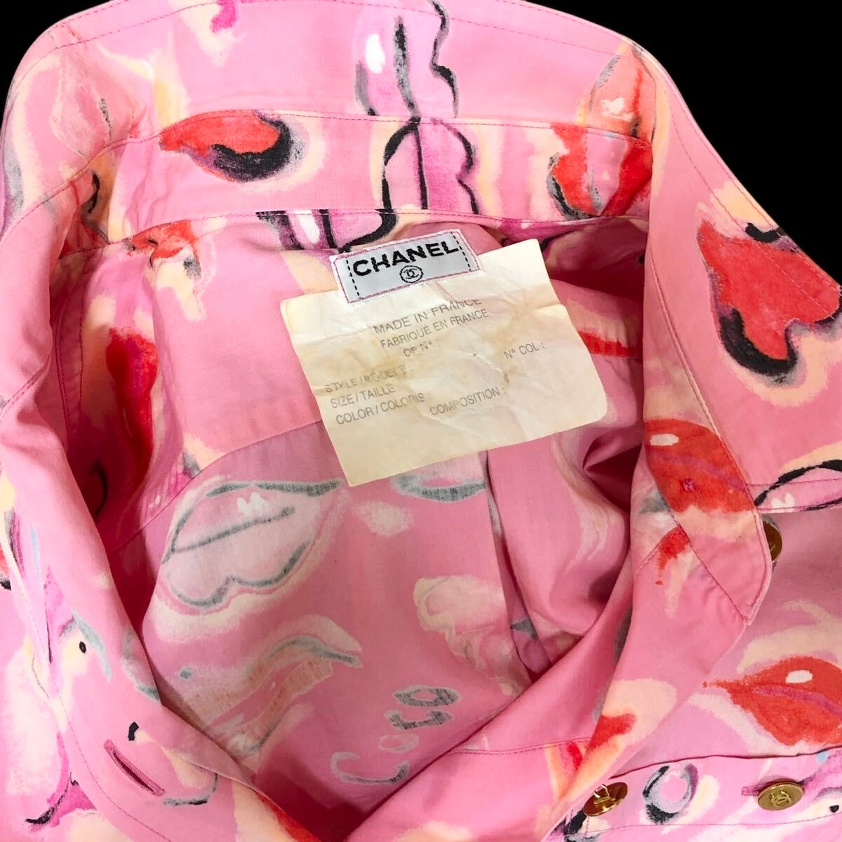 Chanel 1995 Barbie Collection Pink Lip Print Shirt