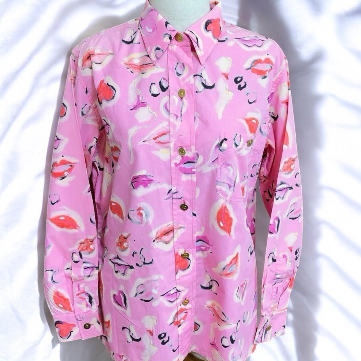 Chanel 1995 Barbie Collection Pink Lip Print Shirt