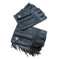 Chanel 2014 Paris Dallas Black Leather Fringe Fingerless Gloves Sz 8.5