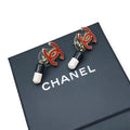 Chanel 2007 Dr Karl Red CC Black & White Pill Capsule Dangle Pierced Earrings