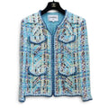 Chanel 2017 CoCo Cuba Runway Blue Lesage Silk Braided Tweed Jacket Sz 40