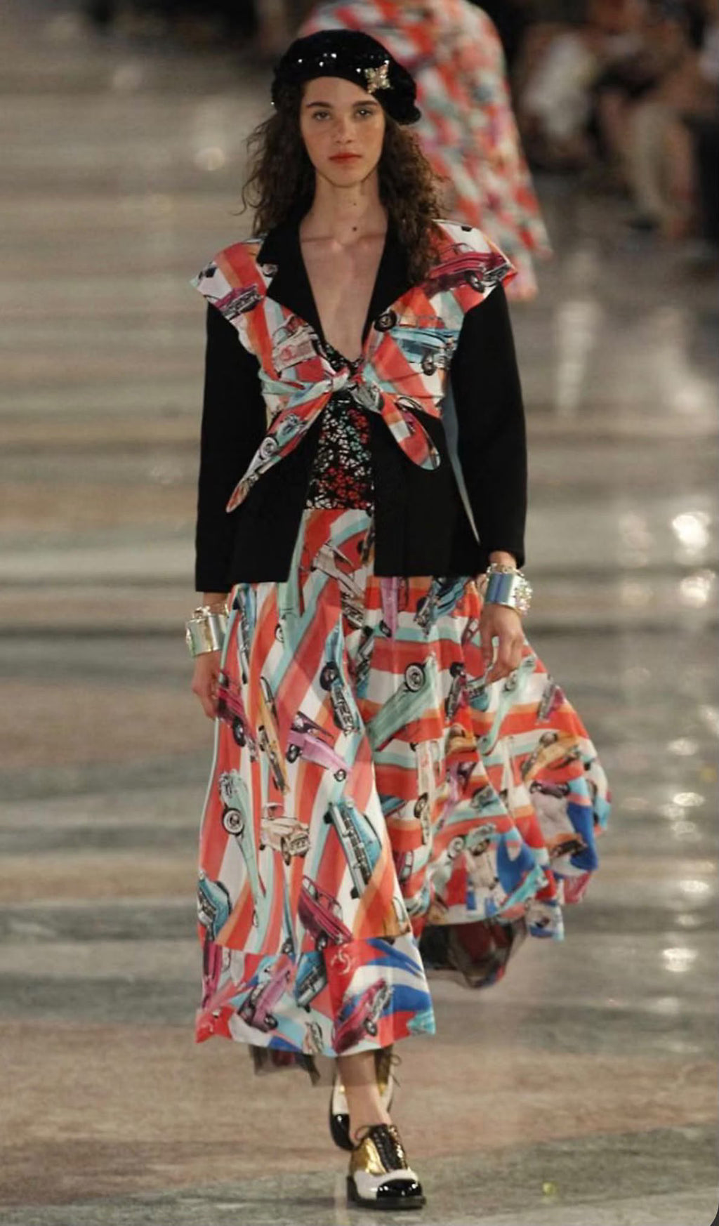 Chanel 2017 Coco Cuba Runway Car Print Cropped Open Top Sz 38