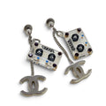 Chanel 2004 Cassette Tape Double CC Dangle Pierced Earrings