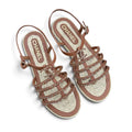 Chanel 2024 Brown Leather Chain Cork Sandals Espadrilles