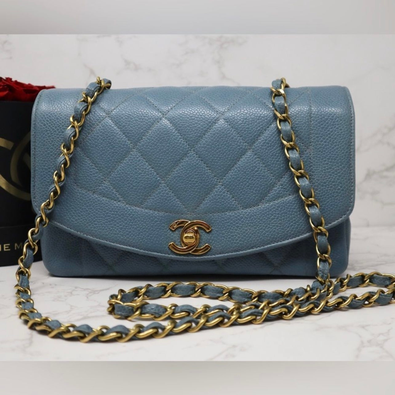 Chanel Diana Baby Blue Caviar