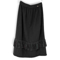Chanel 2014 Paris Dallas Charcoal Tweed Leather Fringe Braided Trim Skirt Sz 38
