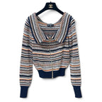 Chanel 2017 Coco Cuba Runway Shawl Collar Zip Up Sweater Sz 36