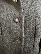 Chanel Fall Winter 1995 95A Runway Black Wool Jacket Letter Logo CC Size 36