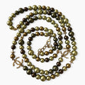 Chanel 2017 CoCo Cuba Metallic Star Gold Green Pearl Long Necklace