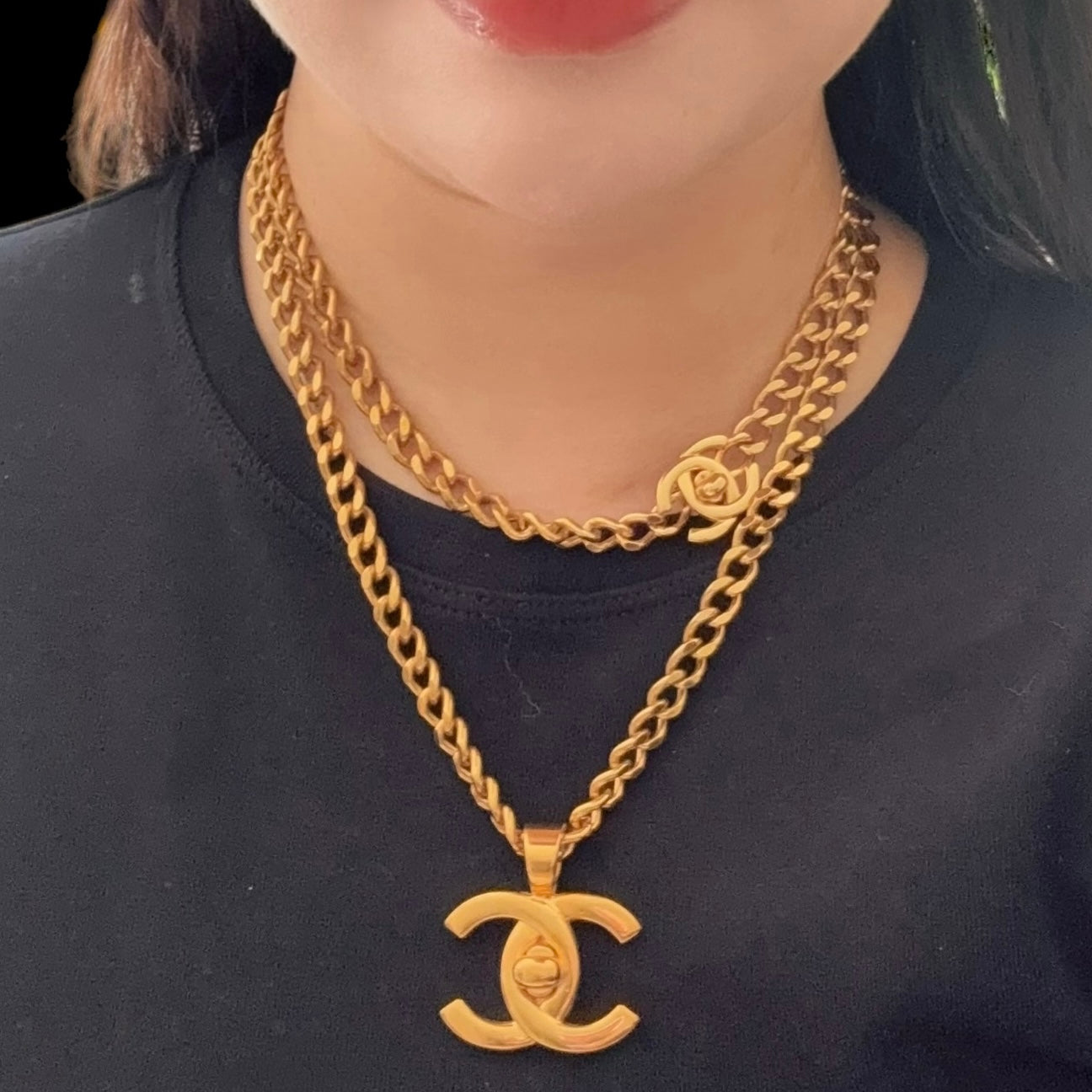 Chanel 1996 Long Double Turnlock Necklace