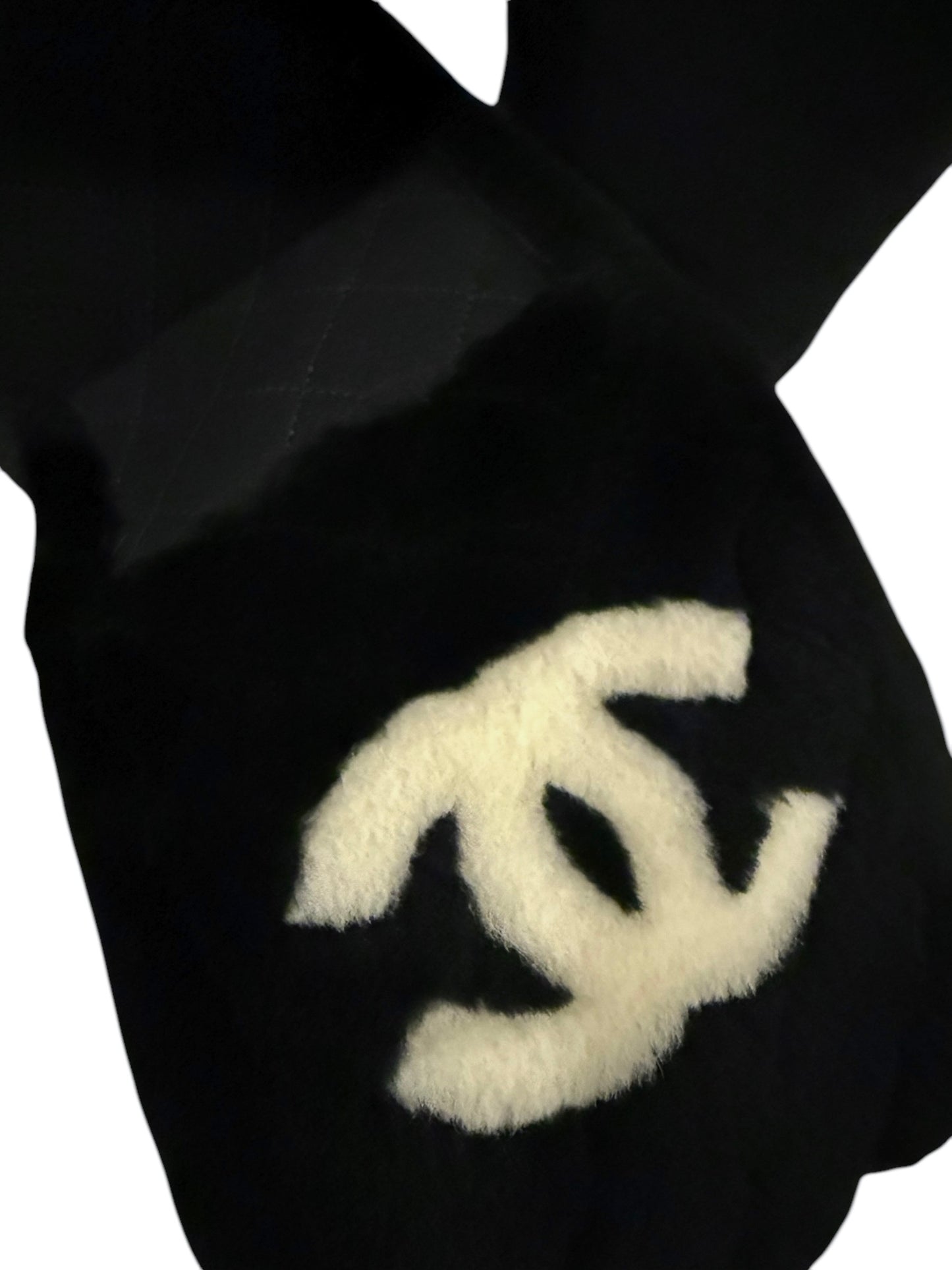 Chanel 2019 Real Fur CC Black Stole Scarf