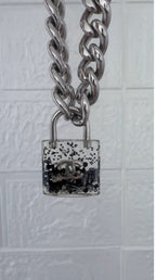 Chanel 2014 Supermarket Collection Black Clear CC Padlock Necklace