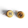 Chanel Vintage 1990s Gold Bean CC Pierced Earrings