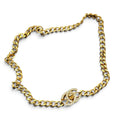 Chanel 1990s Vintage Gold Tone Crystal Pavé CC Turnlock Chain Choker Necklace Small