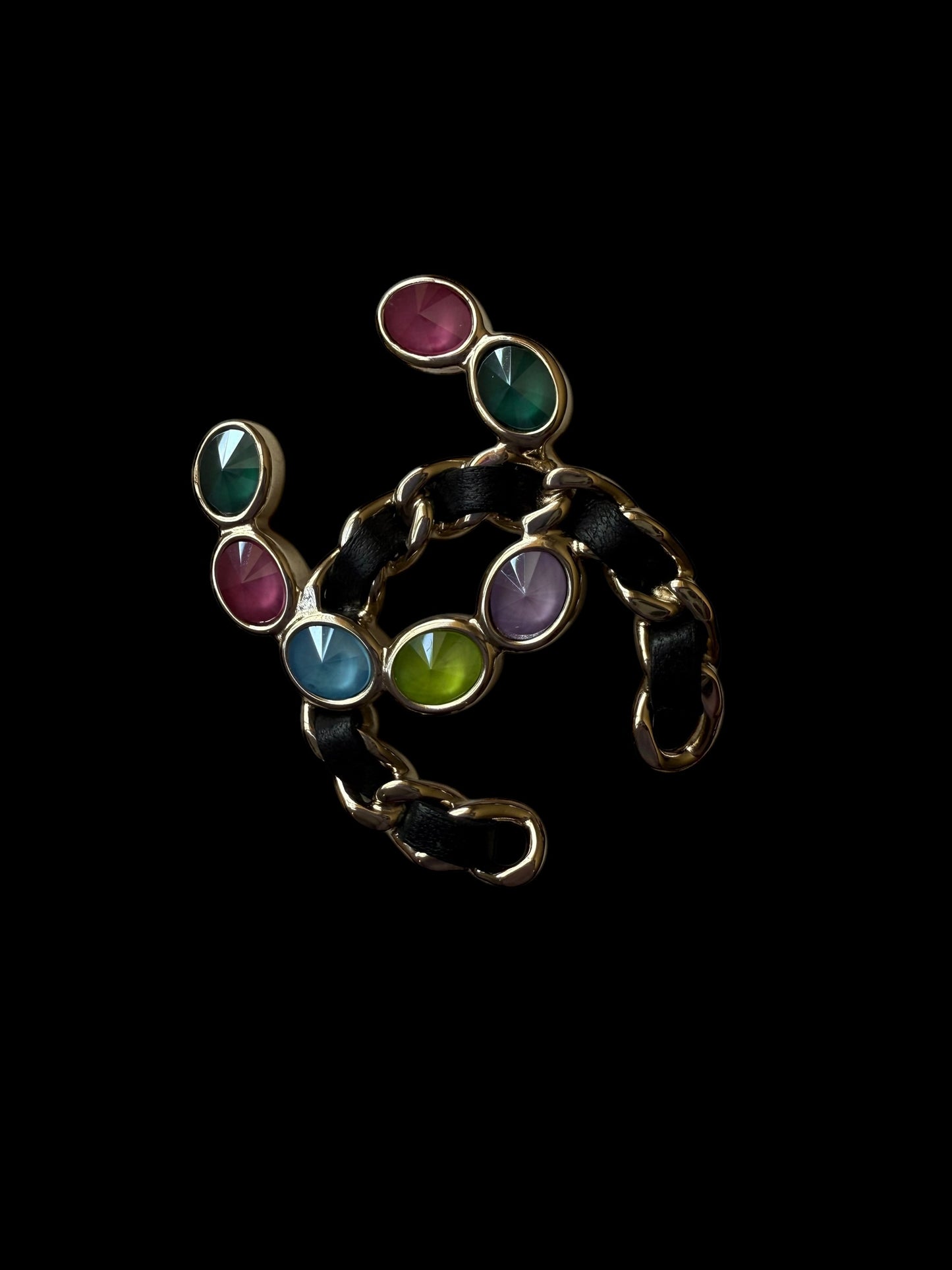 Chanel 2020 Rainbow CC Interwoven Leather Chain Brooch