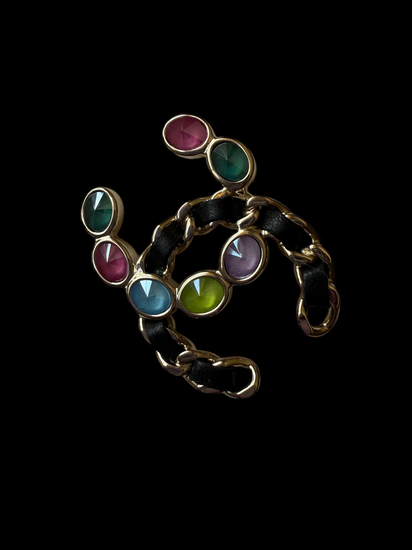 Chanel 2020 Rainbow CC Interwoven Leather Chain Brooch