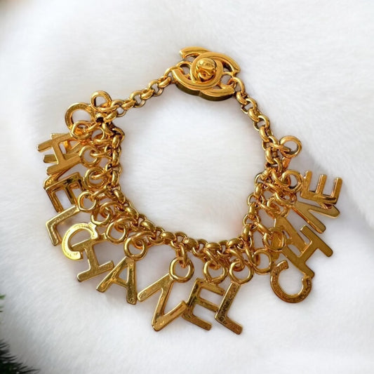Chanel 1996 Vintage Letter Logo Turnlock Bracelet
