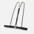 Chanel 2022 Black Leather CC Chain Belt Suspenders Sz 70