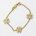 Chanel Vintage 1982 3 CC Crystal Gold Plated Bracelet