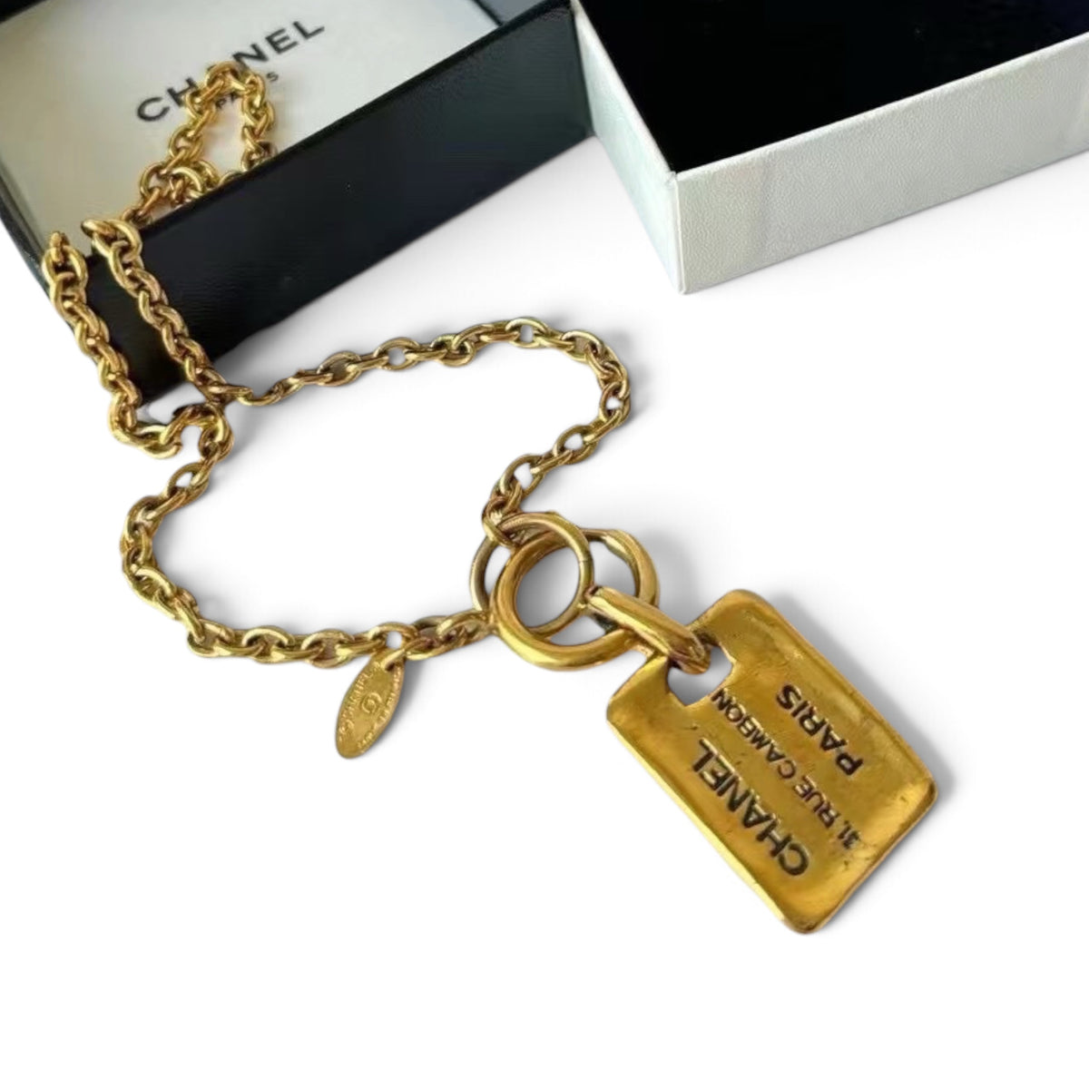 Chanel Vintage 80s Dog Tag Small Necklace