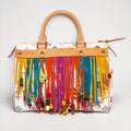 Louis Vuitton Speedy 25 Murakami Monogram White Multicolor Fringe Tassel Bag Limited Edition