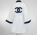 Chanel Vintage 1992 White TerryCloth Bathrobe Coat w/drawstring