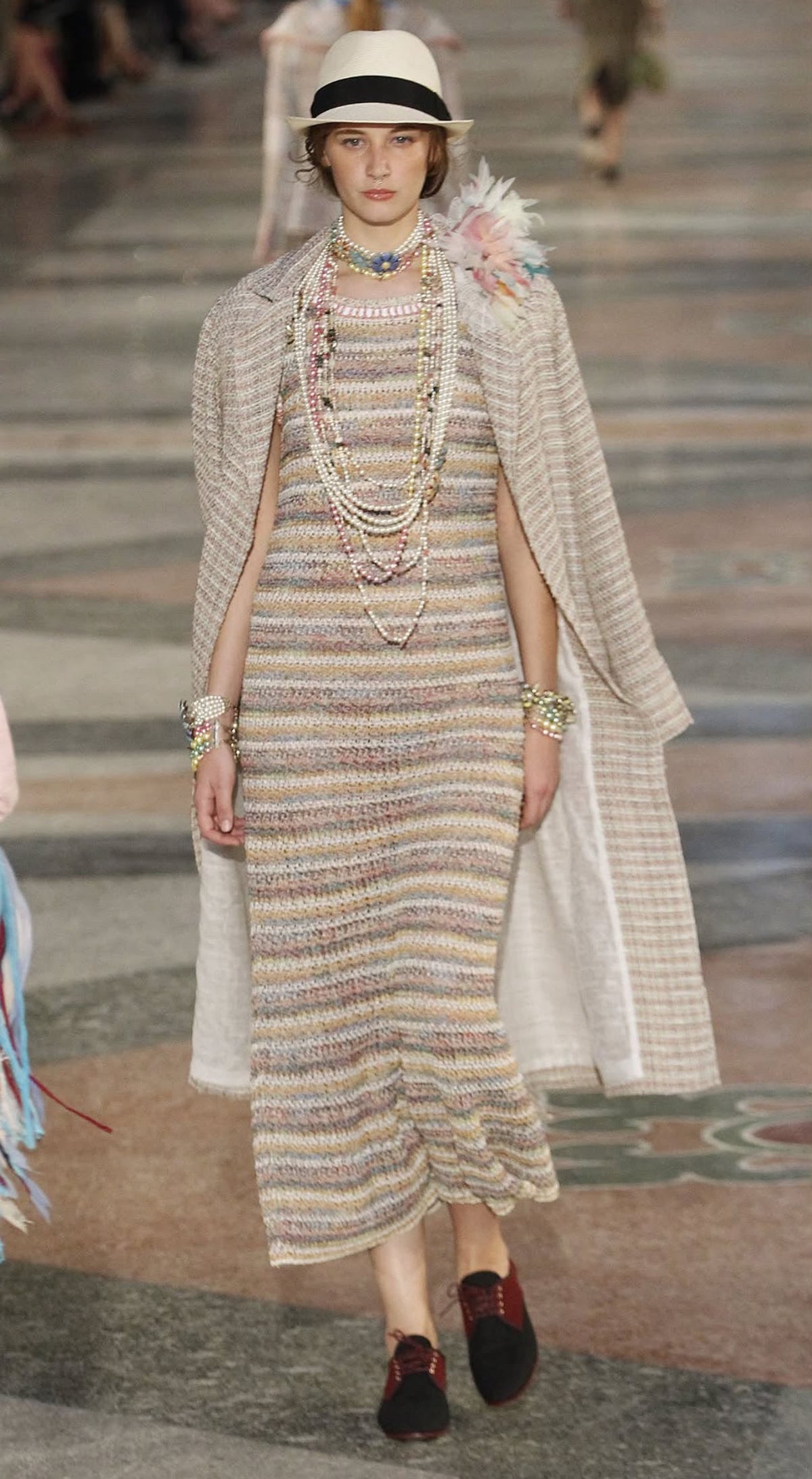 Chanel 2017 Paris Cuba Runway Beige Multicolor Tweed Long Jacket Coat – Size 34