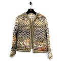 Chanel 2017 Paris Cuba Runway Khaki Multicolor Open-Weave Tweed Jacket Size 36