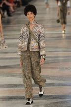 Chanel 2017 Paris Cuba Runway Khaki Multicolor Open-Weave Tweed Jacket Size 36