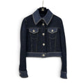 Chanel 2018 Blue Tweed Jean Jacket Sz 38