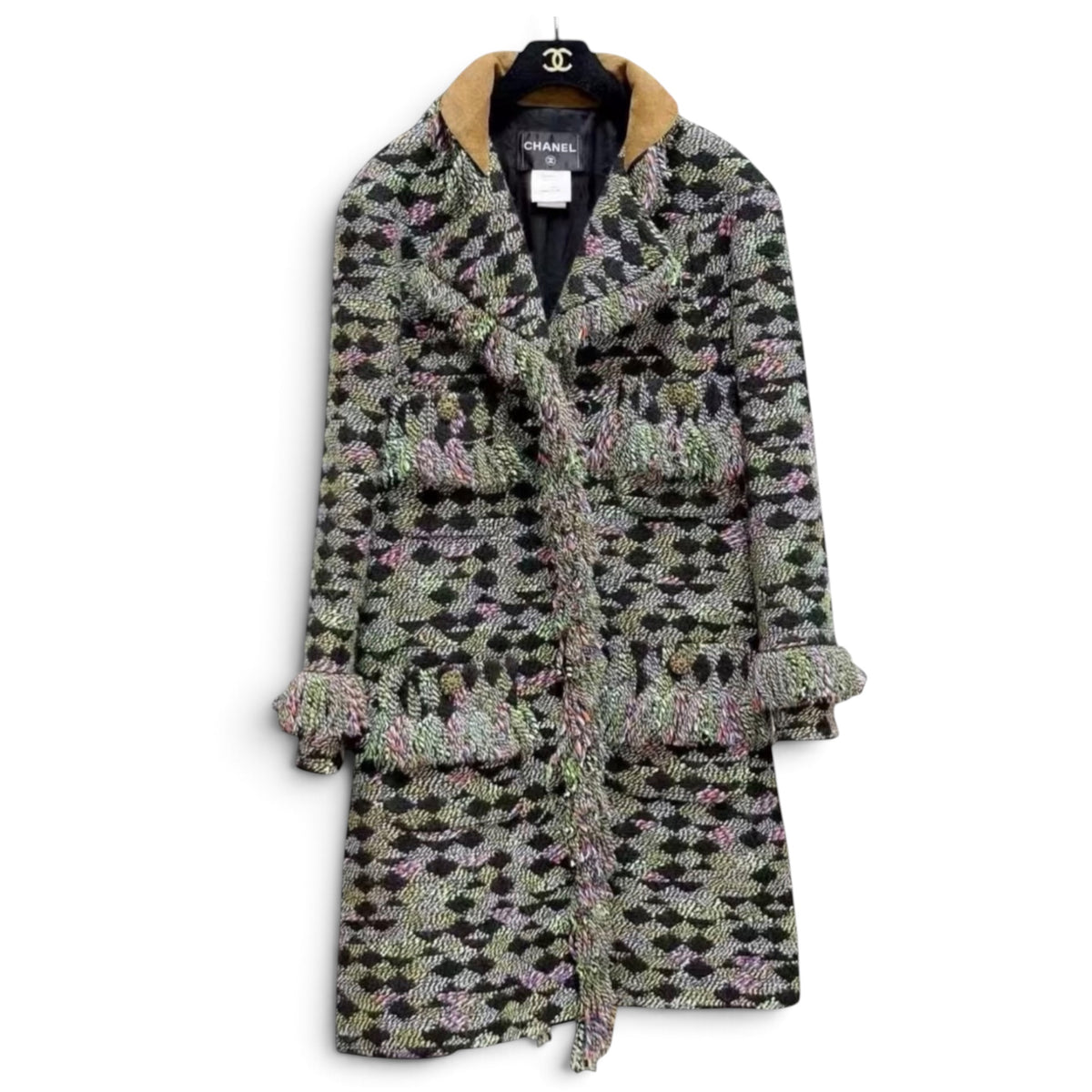 Chanel 2015 Paris Salzburg Multicolor Tweed Long Coat Sz 38