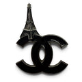 Chanel 2006 06C Paris Souvenir Eiffel Tower Black CC Brooch