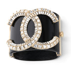 Chanel 2009 Cruise Jumbo Crystal CC Black Cuff Bracelet