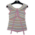 Chanel 2017 Coco Cuba Pink Multicolor Knit Sleeveless Top Sz 38
