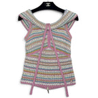 Chanel 2017 Coco Cuba Pink Multicolor Knit Sleeveless Top Sz 38