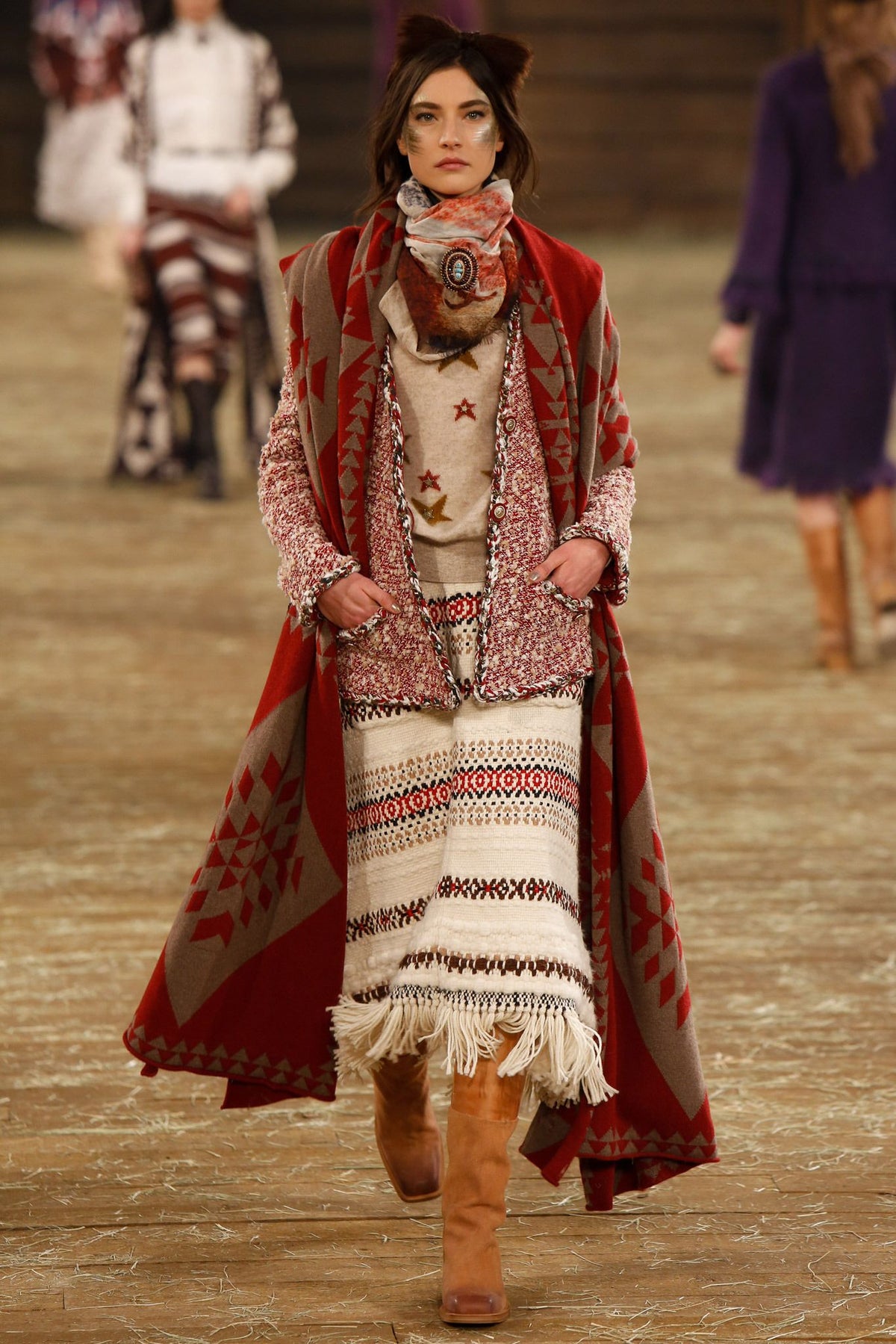 Chanel 2014 Paris Dallas Blue Star Tweed Jacket Sz 36
