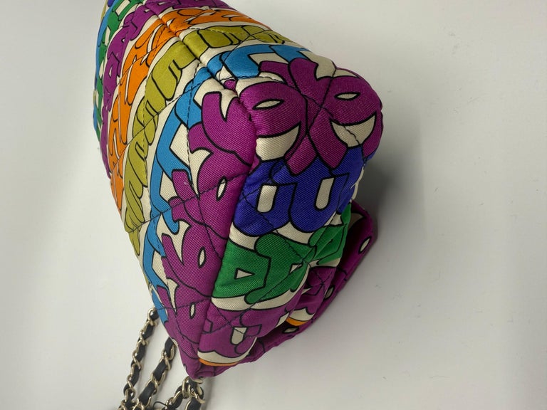 Chanel 2021 Rainbow Quilted Nylon Small Letter Logo Flap Bag