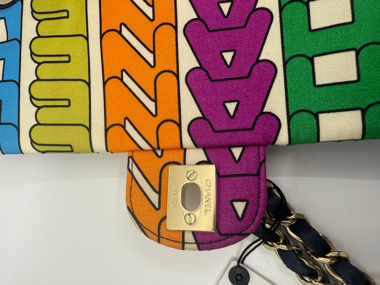 Chanel 2021 Rainbow Quilted Nylon Small Letter Logo Flap Bag