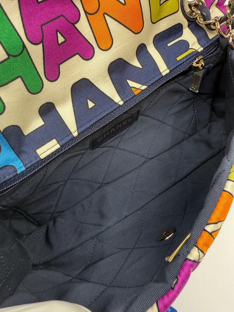 Chanel 2021 Rainbow Quilted Nylon Small Letter Logo Flap Bag