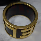 Chanel 80s Runway Black Logo Bangle Bracelet