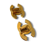 Chanel 2002 Vintage Oversized CC Pink Crystal Pavé Gold Clip-On Earrings
